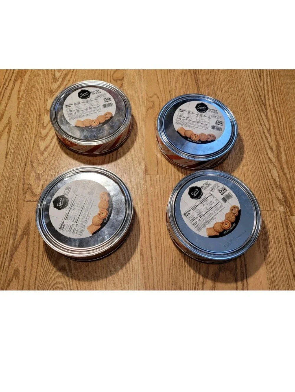 Butter Cookies Round Tin Containers & Lids Lot Of 4 EMPTY